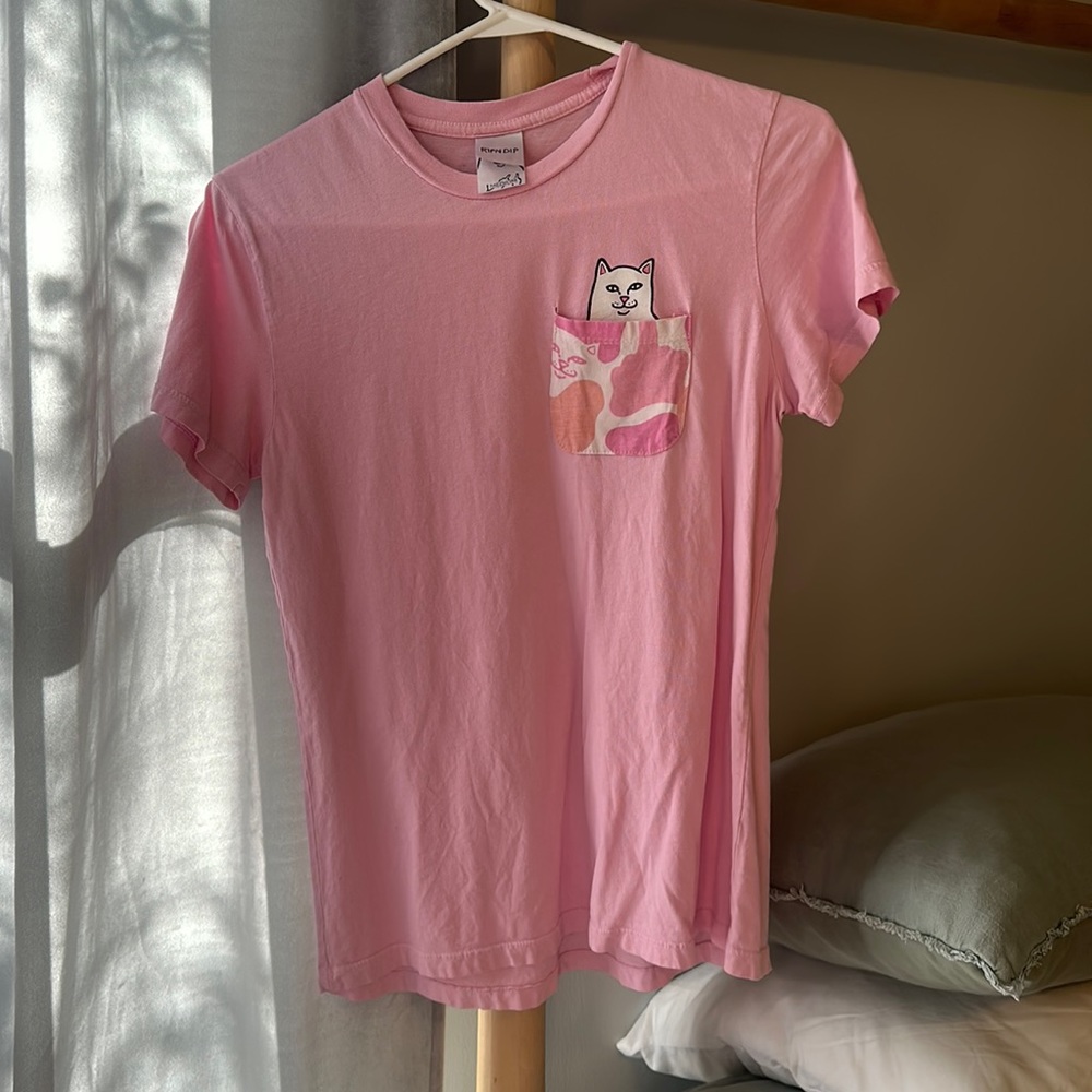 Pink Camo rip and dip shirt
